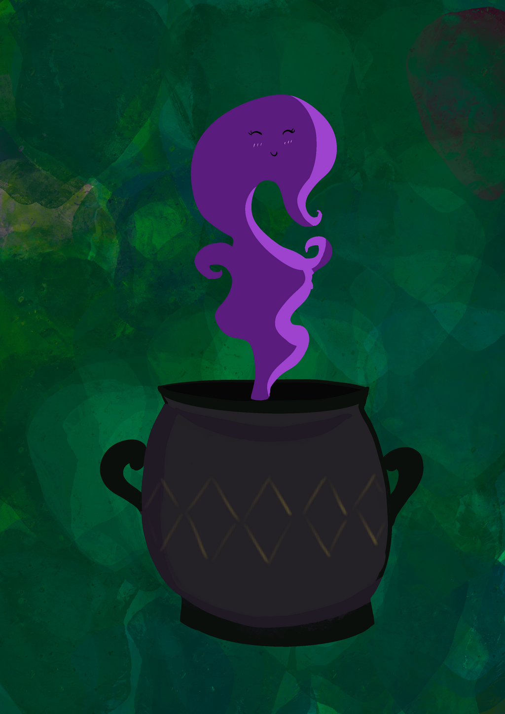 Halloween Happy Cauldron Art Print — Instant Download